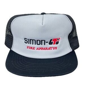 Vintage Simon Fire Apparatus Trucker Hat‎ Cap Made In USA 80s 90s Embroidered